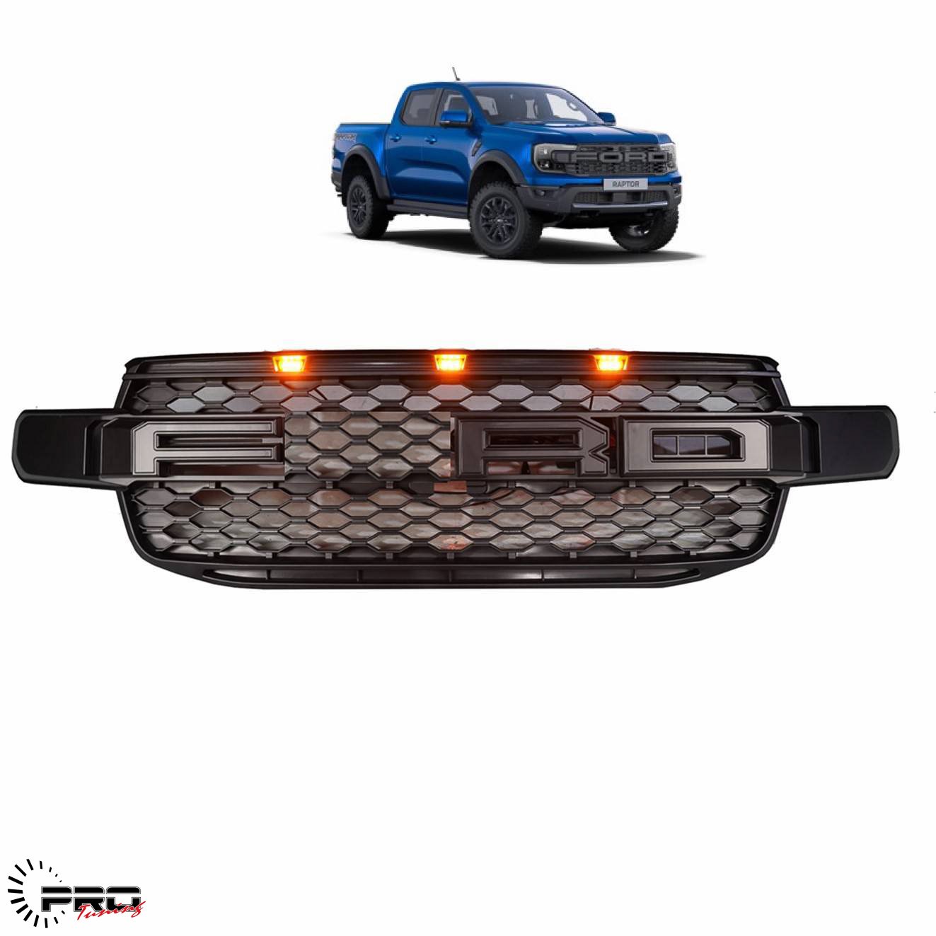 Ford Ranger Grill T9 (FORD LOGO WITH LED) BLACK - Pro Tuning