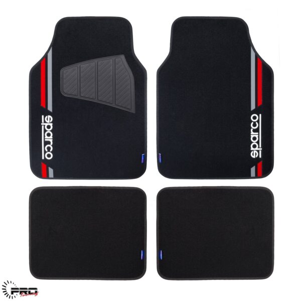 SPARCO SPF508RD/5 CARPET CAR MATS, BLACK/RED